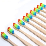 1 PC Rainbow Head Bamboo Toothbrush